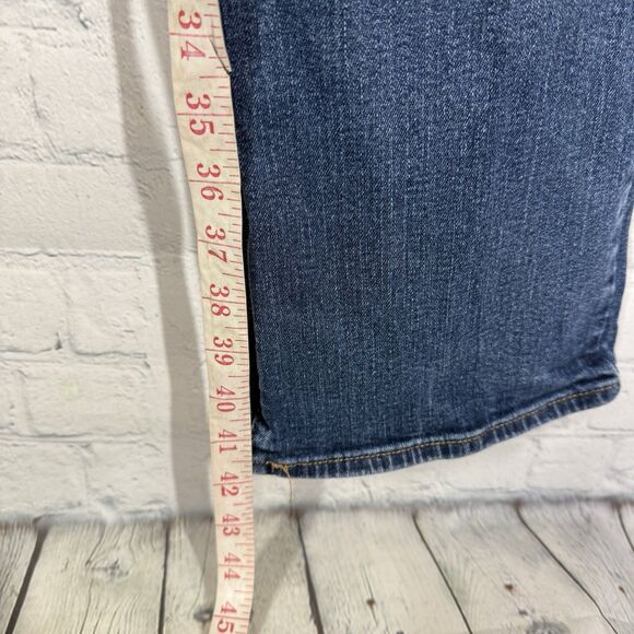 Levis 505 Straight Women Size 14 Large Mid Blue Denim Stretch Western Pants - Picture 13 of 14